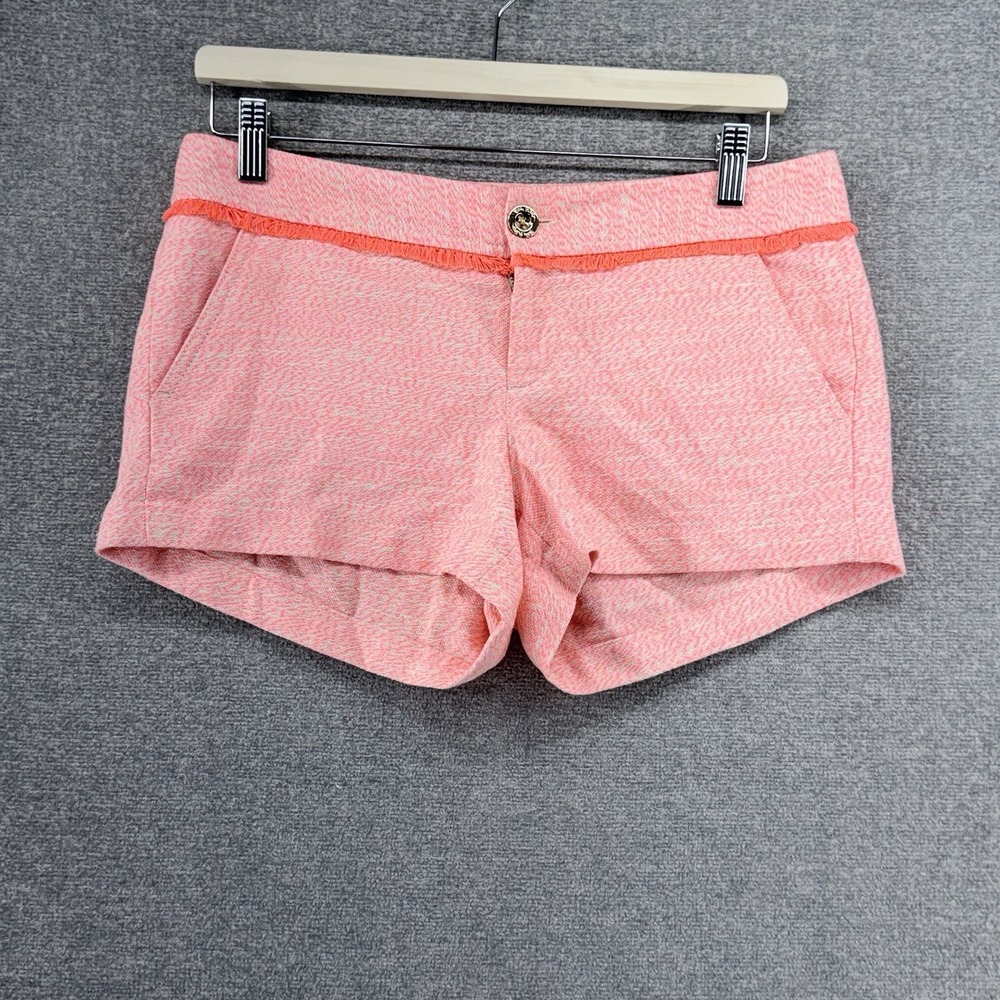 Lilly Pulitzer Papya Walsh Fringe Shorts Women Size 2 Coral Pink Tweed Summer